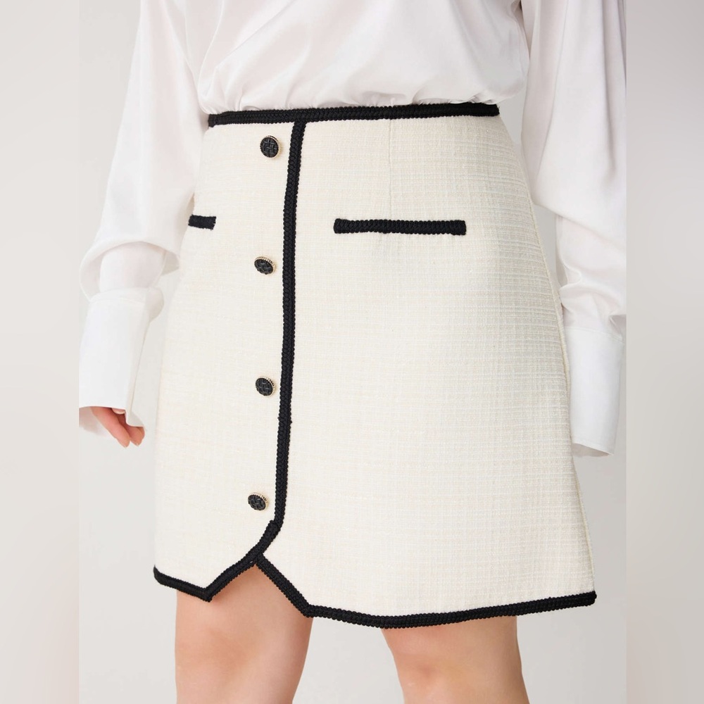 Cider Cream Tweed Button Front Mini Skirt Sz 2XL NWT - Picture 2 of 7